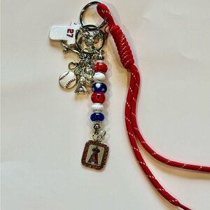 Los Angeles Angels Beaded Charm Keychain with Beads